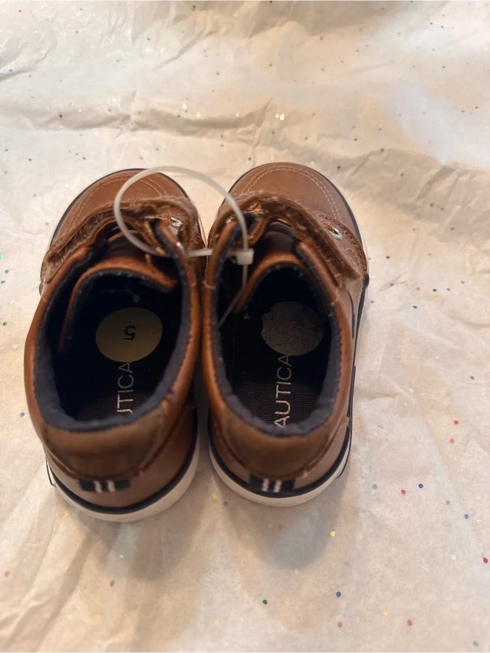 Nautica Toddlers' Tan Faux-Leather Hook-and-Loop Boat Shoes